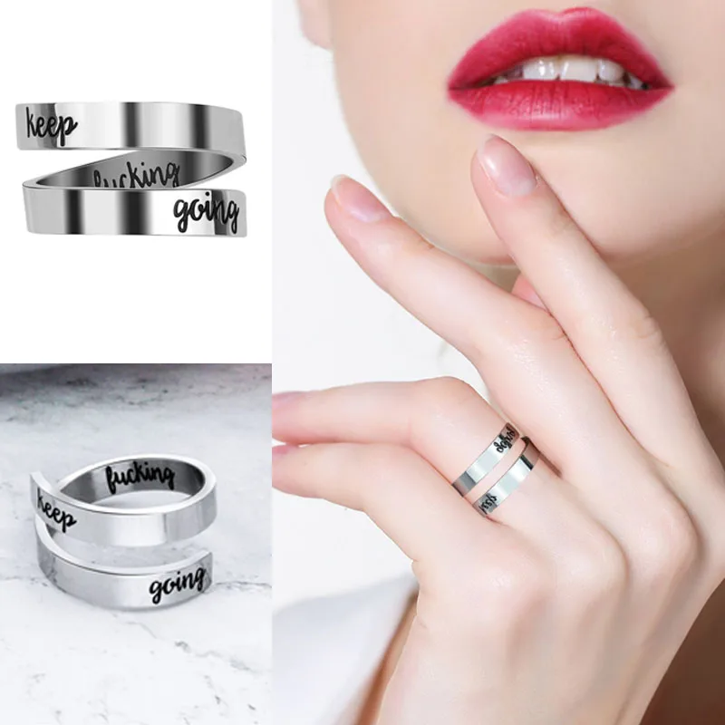 Регулируемый письмо указательный палец кольцо Мода Титан Сталь Юбилей вечерние