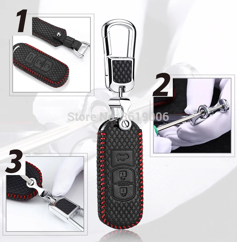 

LUCKEASY For Mazda 3 Axela Brand New High Quality leather Smart Remote key Case Cover Holder