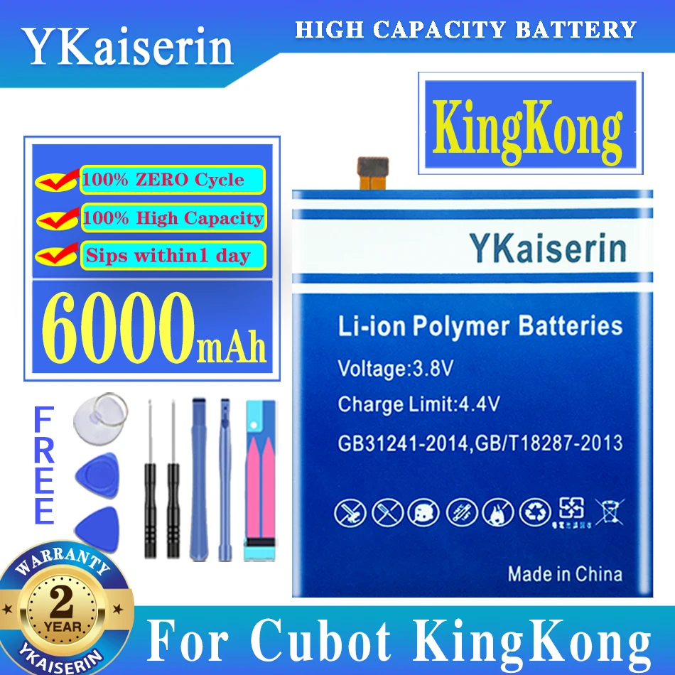 

Original YKaiserin 100% High Quality Battery 6000mAh For Cubot KingKong King Kong Batterie Batteria