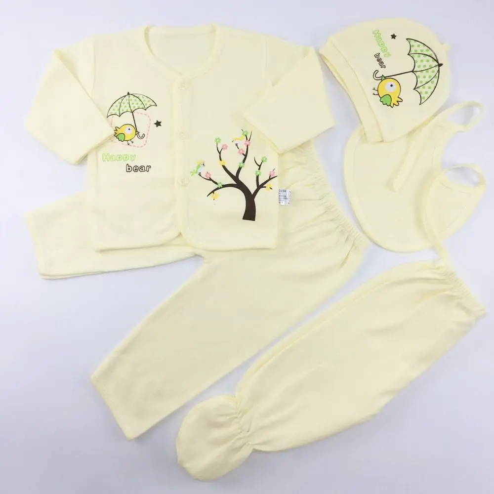 Bekamille Infant Newborn Clothes Sets Cartoon BABY Soft Clothing Cotton for Boy Girl print Suits 5pcs/set pure cotton | Детская одежда