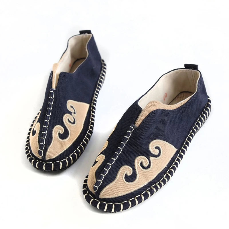 Unisex Fisherman shoes Linen Canvas Loafers Breathable Comfortable Slip-On Espadrilles Embroid Casual Sapatos Zapatillas