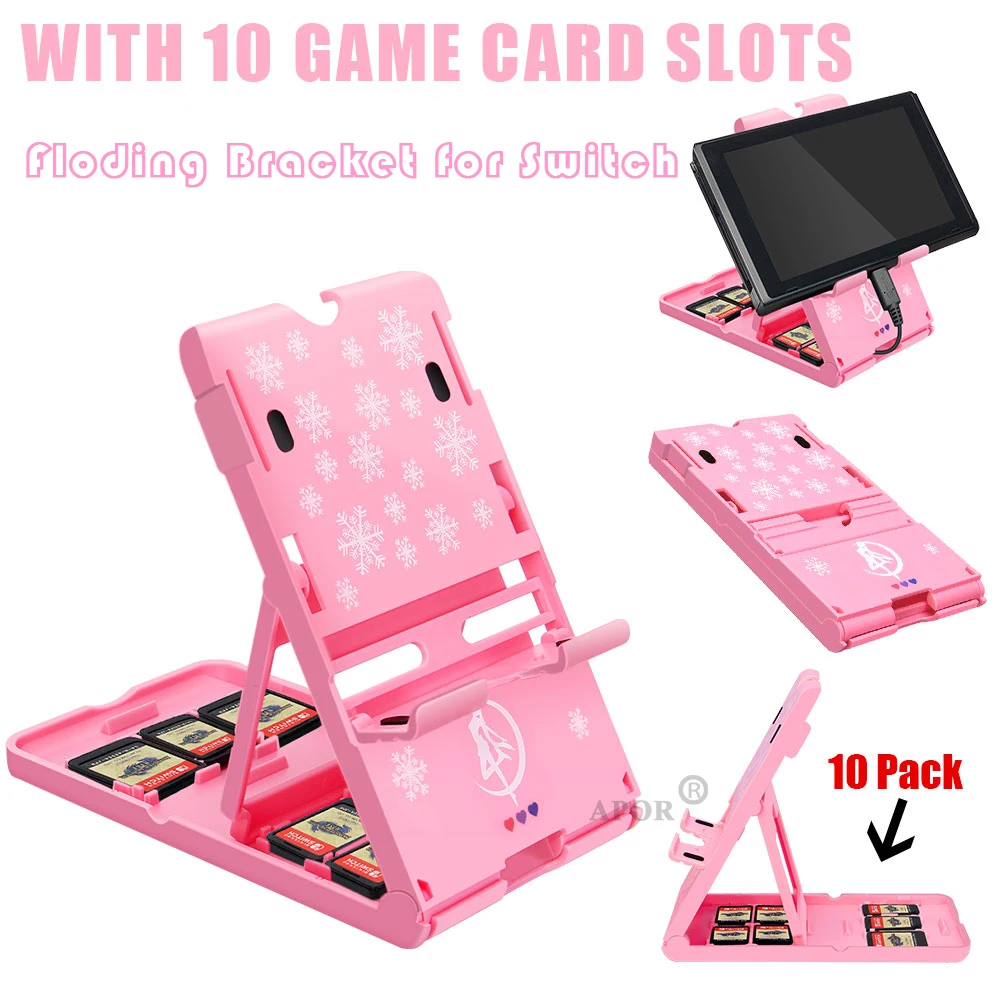 

Dropshipping Pink Foldable Stand for Nintend Switch Adjustable Angle Holder Bracket for NS Switch Game Console Dock Card Slots