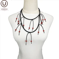 ukebay new tassel pendant necklace women rubber jewellery red pearl necklaces gothic accessories party gift jewelry wholesale