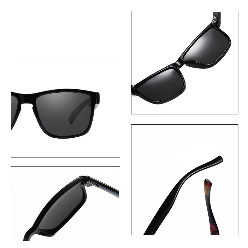 

Aluminum Men Polarized Vintage Black Driving Sunglasses Snowy Days Vertigo -Proof Glasses