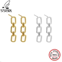 ssteel chain stud earrings gift for women sterling silver 925 earring trendy geometric punk earings unusual design fine jewelry