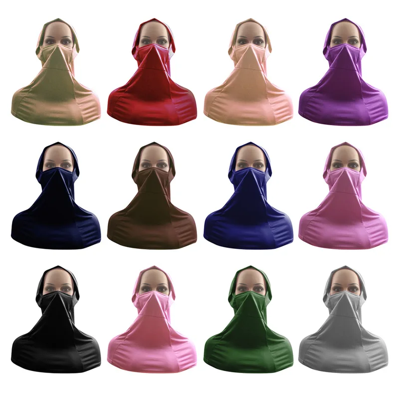

Muslim Full Cover Hijab Cap Veil Niqab Burqa Bonnet Inner Women Islamic Turban Head Wear Hat Neck Cover Underscarf Face Mask