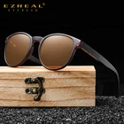 Солнцезащитные очки EZREAL поляризационные для мужчин и женщин UV-400, брендовые Классические Солнечные аксессуары в круглой оправе с деревянными дужками