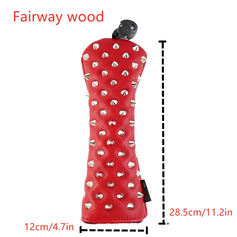 NRC Golf Head Covers Hybrid Woods Putter Чехлы для клюшек для гольфа красные синие заклепки - Цвет: RED Faiway wood