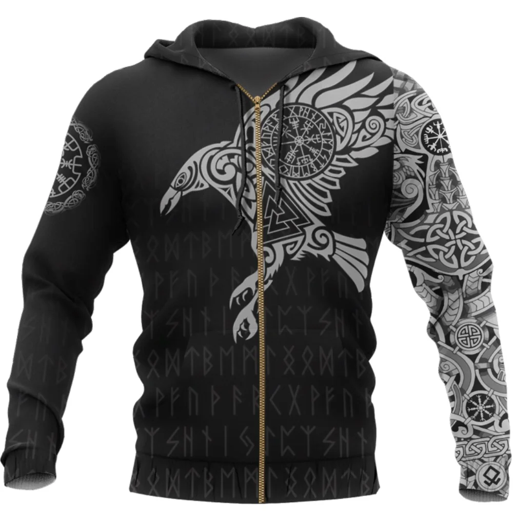 

Viking The Raven of Tattoo 3D Printed Hoodies Retro Fashion Hooded jacket women men Hoody Casual streetwear hoodie drop shipping