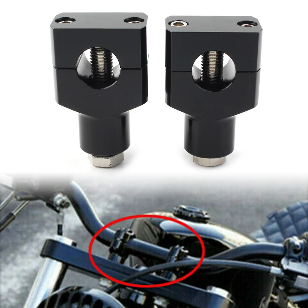 

1" Motorcycle Handlebar Handle Bar Adapter Risers Clamp Mounts For Harley Fatboy Black Aluminum 2Pcs