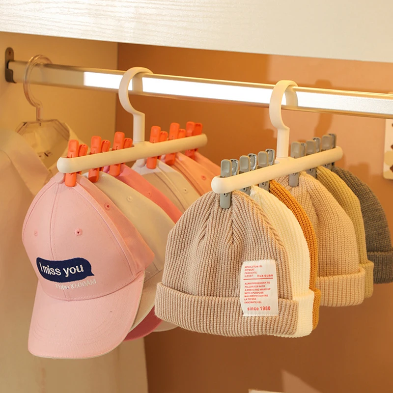 Estante de almacenamiento para sombreros y calcetines, colgador multifuncional con 6 Clips para colgar en el armario