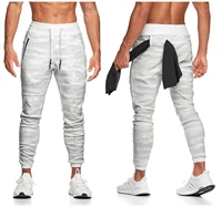 2021 white camo pants fitness zipper elastic gym bodybuilding quick dry training running sweatpants joggers trousers sportswear