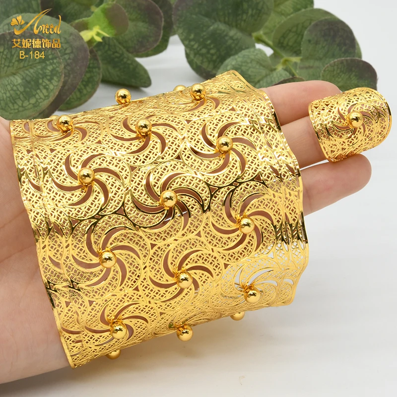 Купи ANIID Dubai Bangle With Ring For Women Adjustable Bracelets Nigerian Wedding Jewelry Gifts New Indian Gold Plated Cuff Bangles за 640 рублей в магазине AliExpress