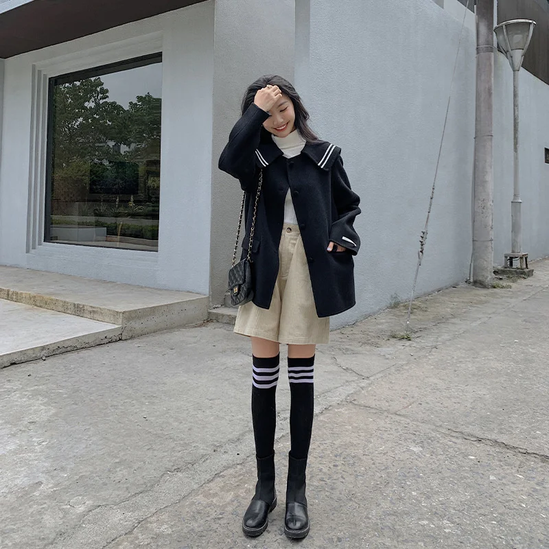 

SHZQ 2021 весеннее высококачественное однобортное шерстяное пальто ручной работы, женское свободное Двустороннее пальто с карманами, блестяще...