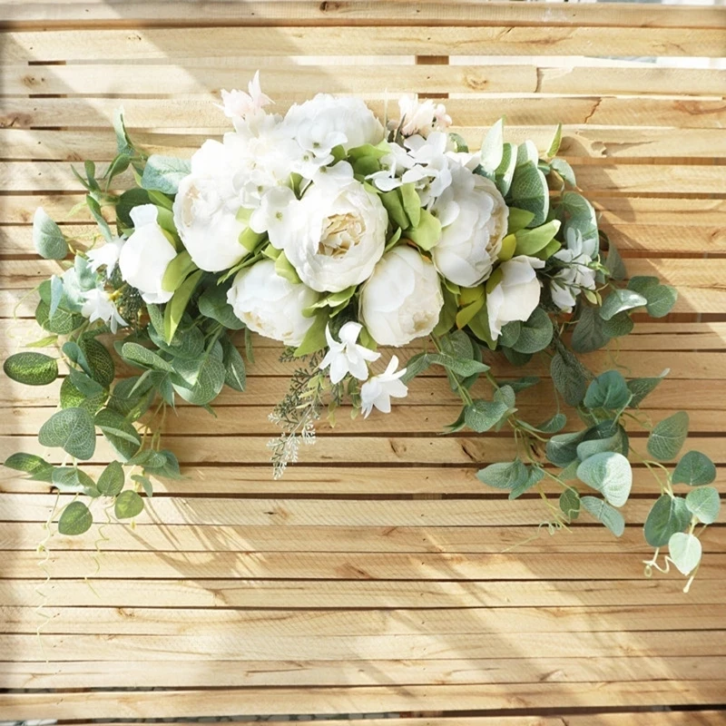 Artificial wreath door threshold flower garland DIY wedding home living room party pendant wall decor Christmas rose flower swag