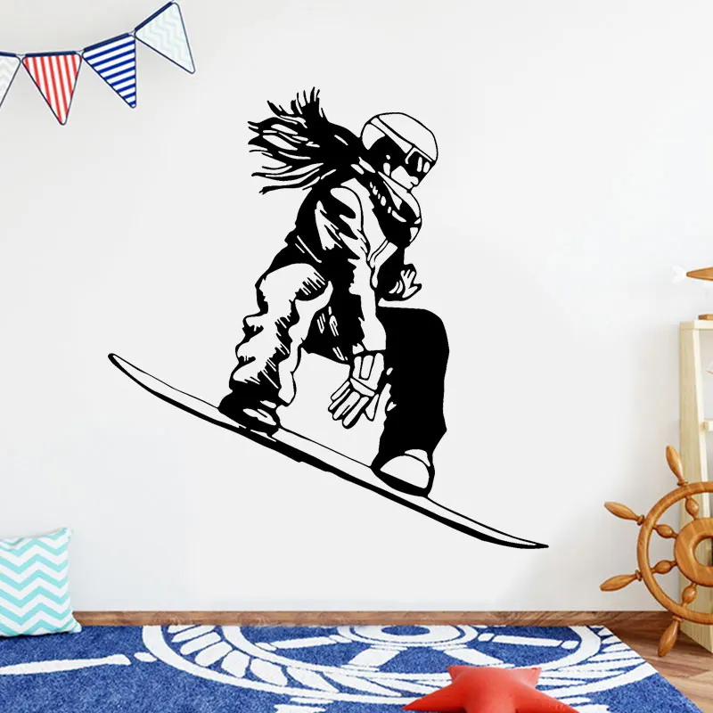 

Snowboard Girl Extreme Sport Wall Decals Vinyl Home Decoration Kids Girls Room Bedroom Wall Sticker Snowboarder Wallpaper 4649