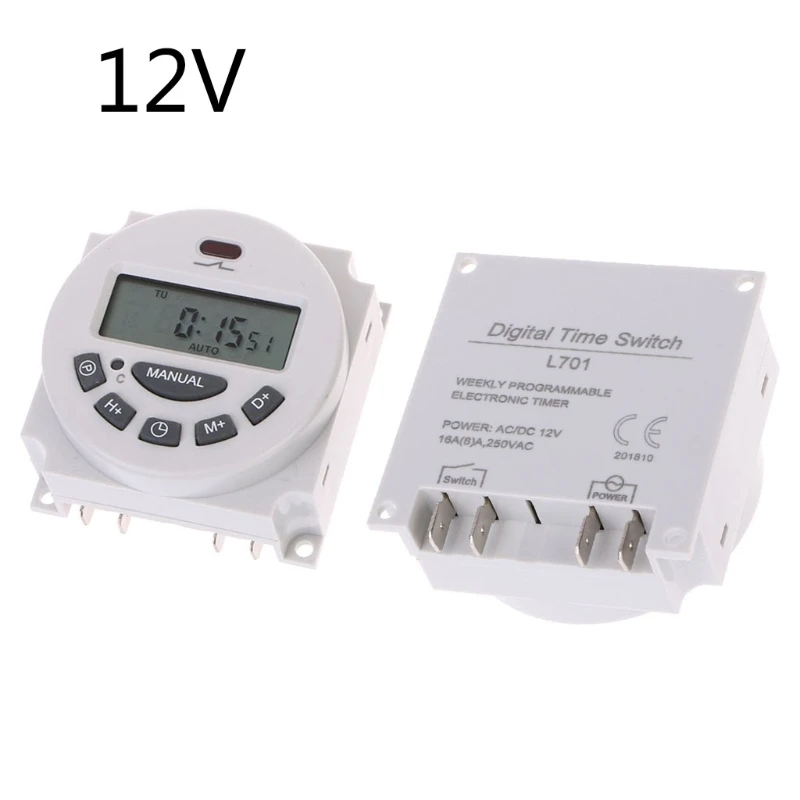 12V DC12V AC220V цифровой ЖК-дисплей Еженедельный программируемый реле времени электронный таймер Au22 19 Прямая поставка - Цвет: 12V