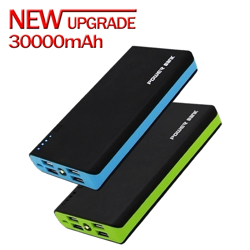Внешний аккумулятор 30000 мАч портативное зарядное устройство для телефона 4USB