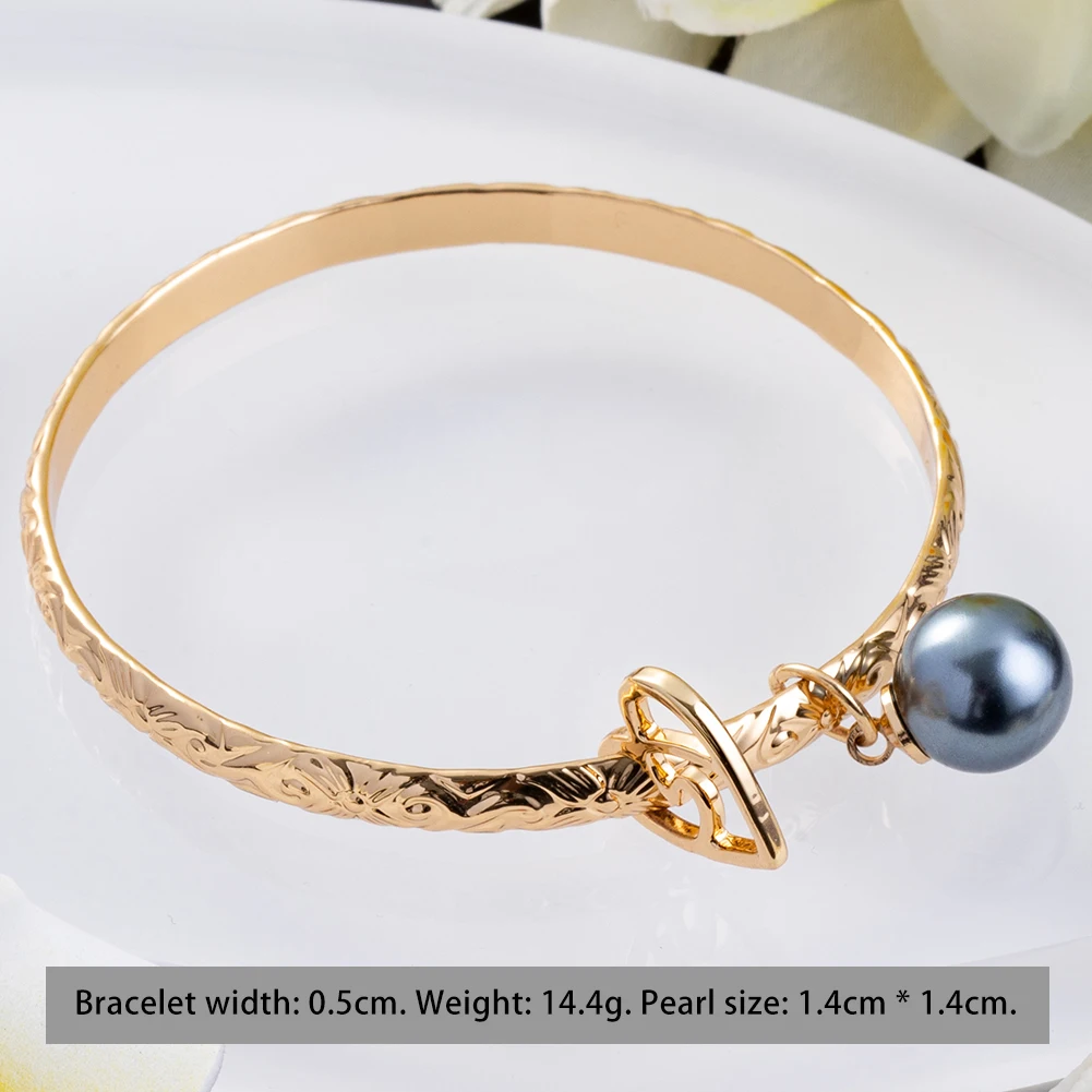 

Sophiaxuan Hawaiian Fashion Bangle Bracelets Woman Samoan Love Heart Purple Pink Pearl Gold Charm Bracelet Jewelry for Women