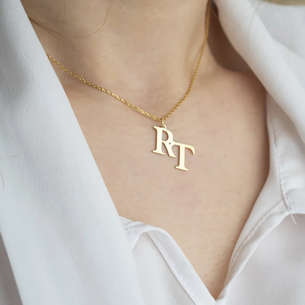 

Fils Custom Necklaces-2 Initial Letters Custom Personalized Necklace For Women-Mother Gift-Gold Necklace-Stainless Steel Jewelry