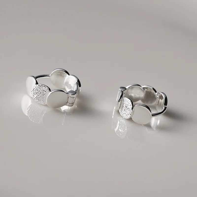 New Trendy 925 Sterling Silver Matte Round Hoop Earrings For Women Accessories Minimalist Small Hoops Earings Woman's Jewelry |