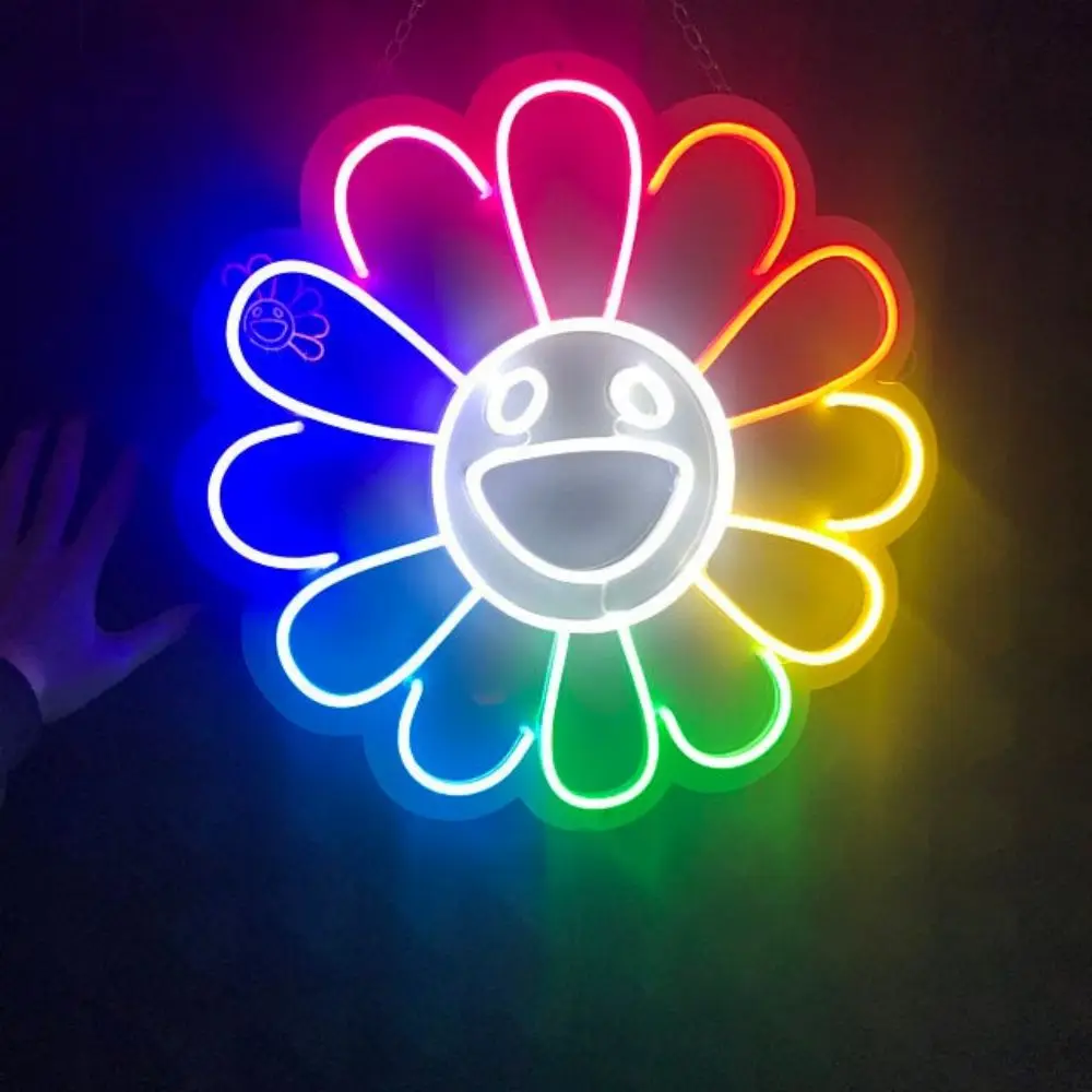 Неоновая вывеска в виде подсолнуха гибкая светодиодная неосветильник