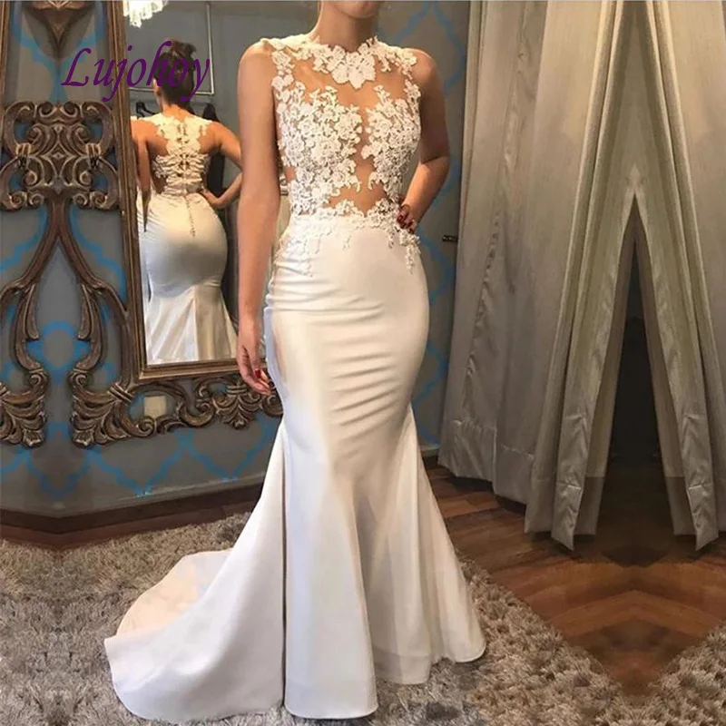 

Белое длинное кружевное вечернее платье, вечернее платье-русалка, женское привлекательное вечернее платье знаменитости для выпускного вечера