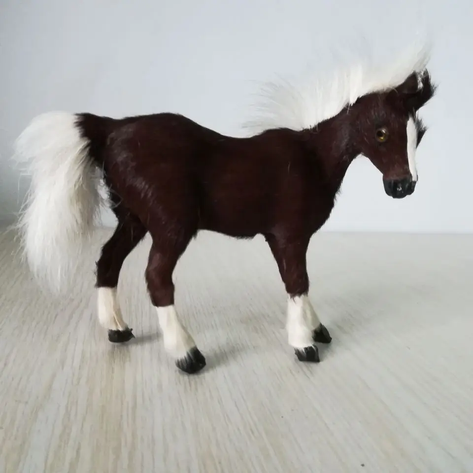 

Милая реальная жизнь коричневая лошадь модель пластик и мех искусственный подарок около 12x10 см xf1823