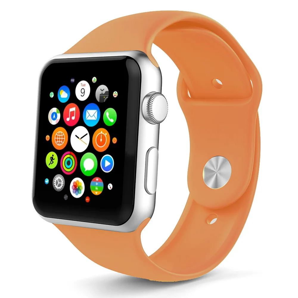 Цветной силиконовый ремешок для часов iWatch 1 2 3 4 5 Одноцветный браслет 38 40 42 44 мм