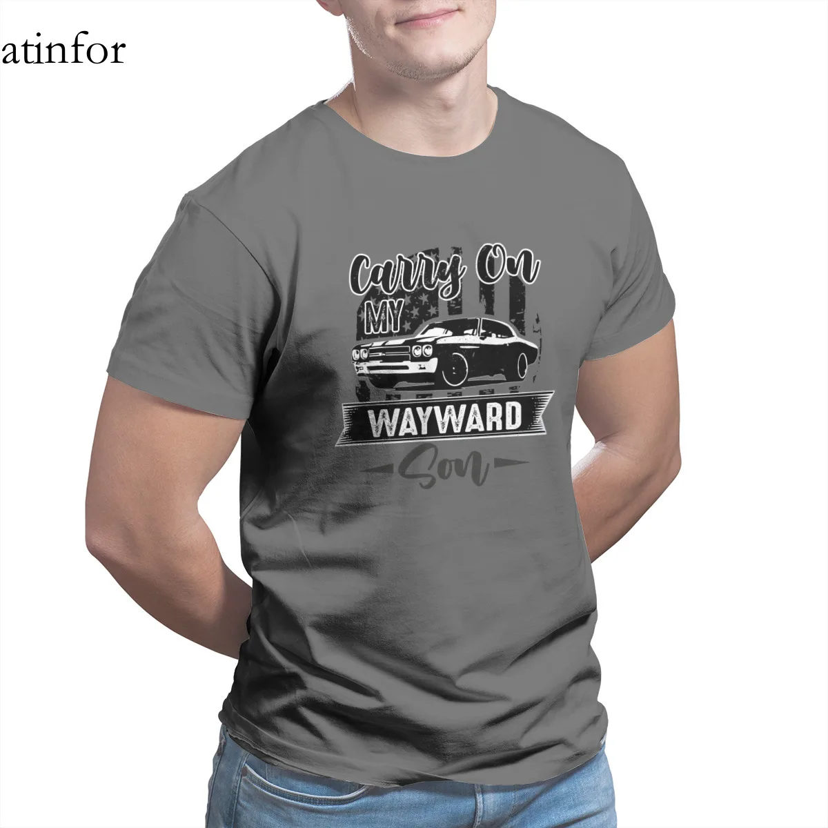 

Carry on my Wayward Son Funny Patriotic Gift T-Sh Funny Cute Short Sleeve Sleeve Streetwear Tops Tshirts 18158