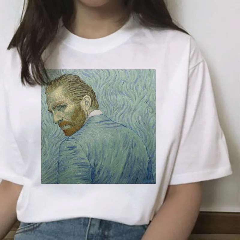 Футболка с изображением Ван Гога женская футболка топ забавная в Корейском стиле