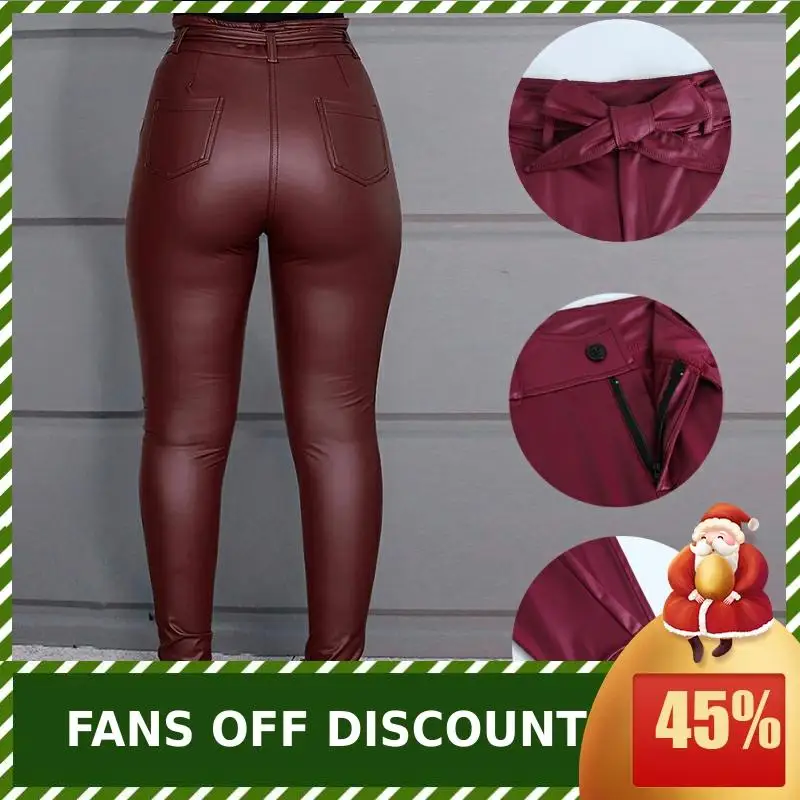 2020 весенние женские сексуальные повседневные Черные кожаные штаны из