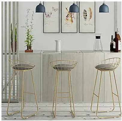 Ровные цилиндры табурет Кованое железо стул золото высокий современный