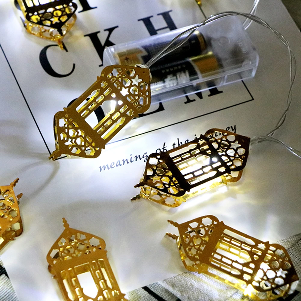 

Golden Palace Lamp Eid Mubarak Islamic Festival Decoration 10 LED Arab Ramadan Castle Battery String Lights Home Muslim Party