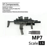 16 mp7 submachine gun double form plastic assembled firearm puzzle model for 16 soldiers military weapons