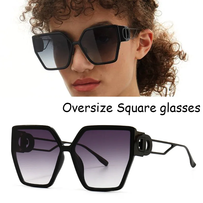 

2021 New Fashion Oversized Metal Square Luxury Sunglasses Women Sun Glasses Men Lady Shades Oculos Retro De Sol Pilot UV400