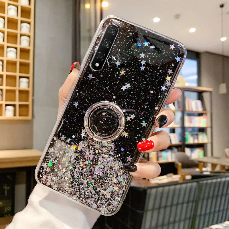 Auroras для huawei Nova 5T Блестящий блестящий чехол с блестками для Nova 5T прозрачный мягкий чехол со звездным небом полный Чехол со звездами и Луной