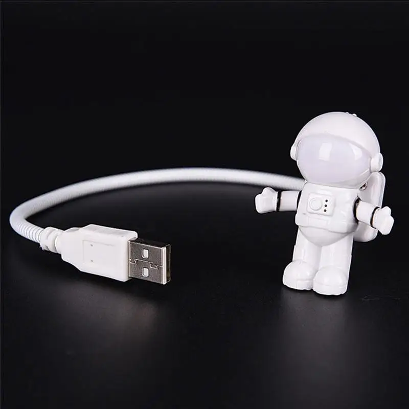 Белый гибкий космонавт астронавт трубка USB СВЕТОДИОДНЫЙ Ночник Лампа для компьютера ноутбук Laptop персональный компьютер для чтения Портативный DC 5V креативный