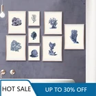 Темно-синяя Коралловая настенная Картина на холсте постеры принты Морская жизнь винтажные фотообои для домашнего декора комнаты