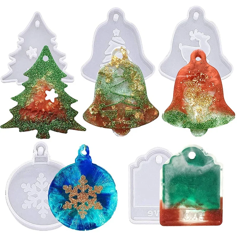 Формы для рождественской смолы-5 силиконовых форм изготовления рождественских