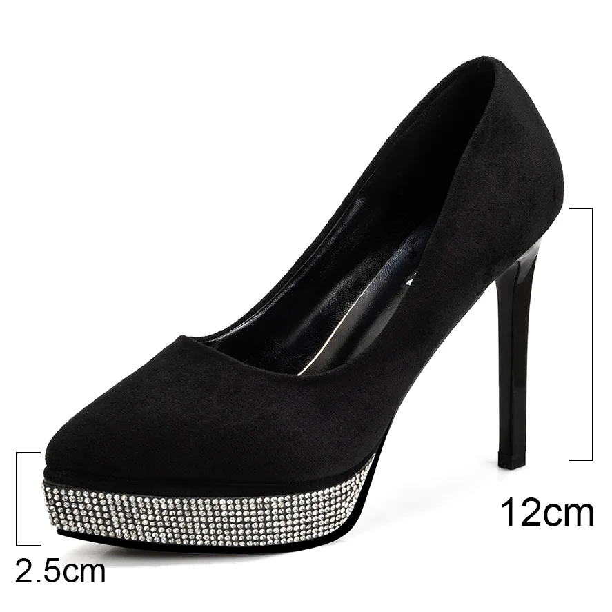 2020 crystal shoes women high heels wedding platform pumps rhinestone black red | Обувь