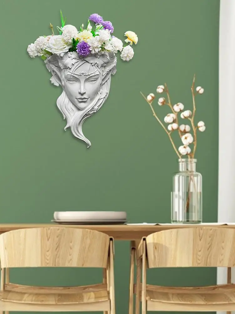 

Wall Hanging Art Planter Angel Head Statue Flowerpot For Indoor Home Courtyard Decoration Hanging Basket Resin Gardening Tools