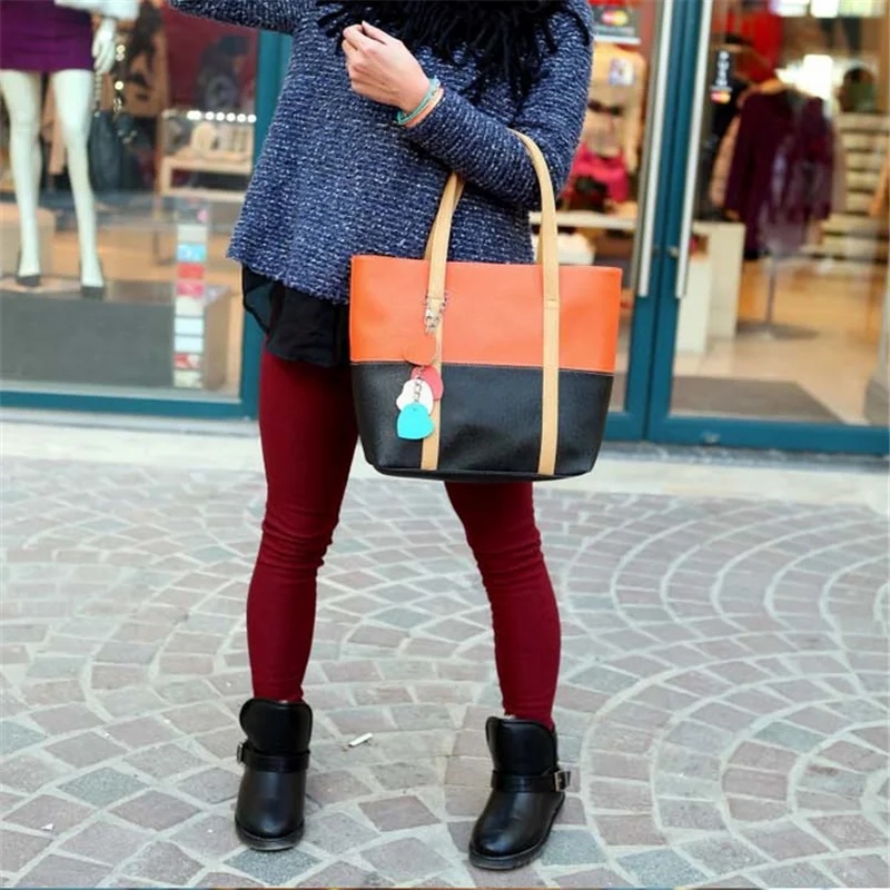 

New Women's PU Leather Large Capacity Bright Color Beach Bag Handbag Bag Shoulder Bag