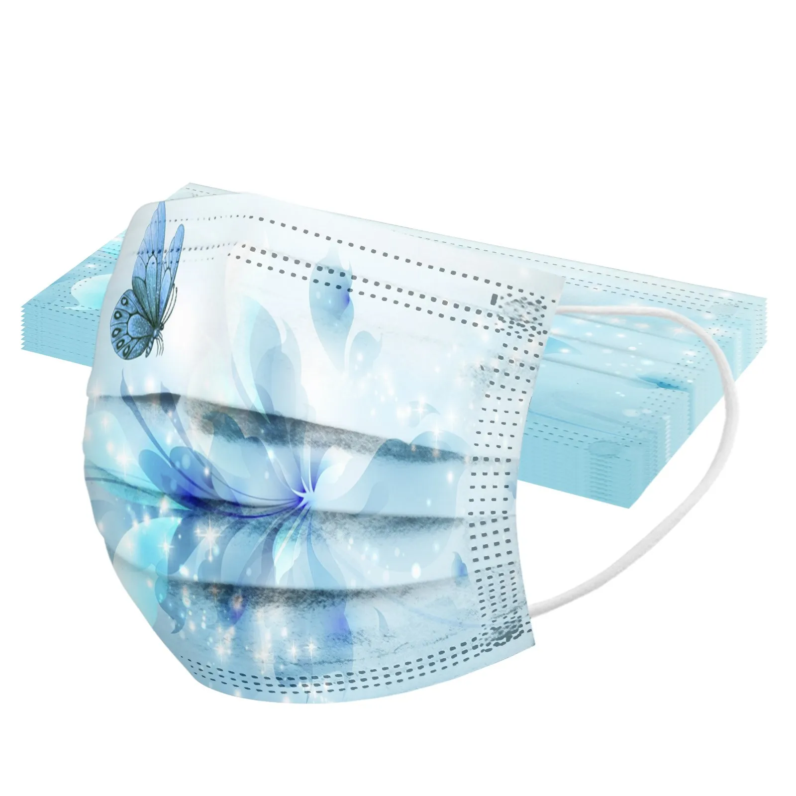 

10pcs Adult Mouth-muffle Disposable Flower Face Mask butterfly Printed Masks Meltblown Cloth Filter Facemask Halloween cosplay
