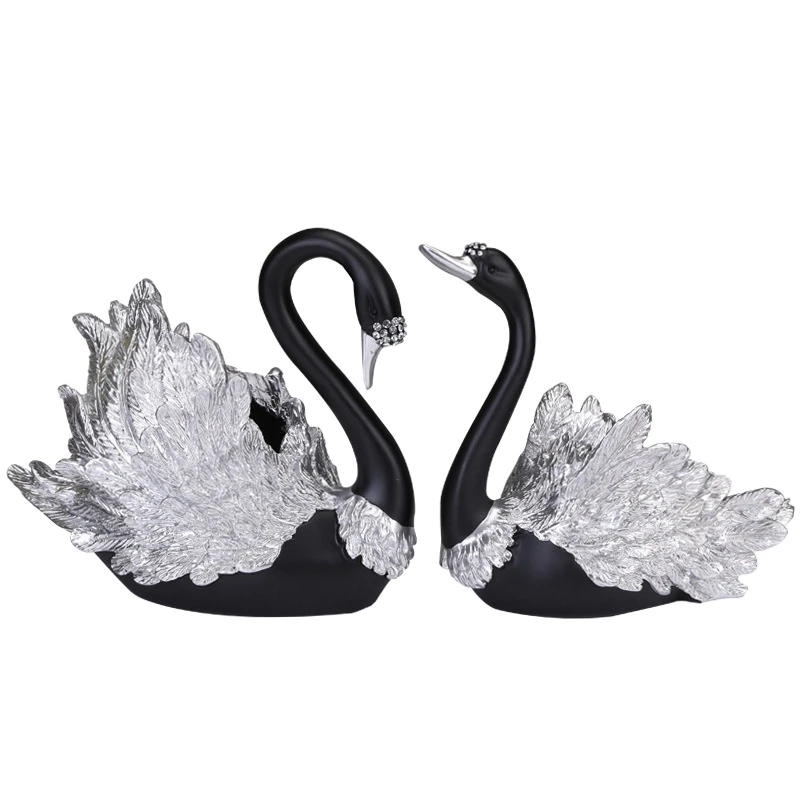 Home Decoration Accessories 1 Couple Of Swan Statue Decor Sculpture Modern Art Ornaments Wedding Gifts For Friend | Дом и сад