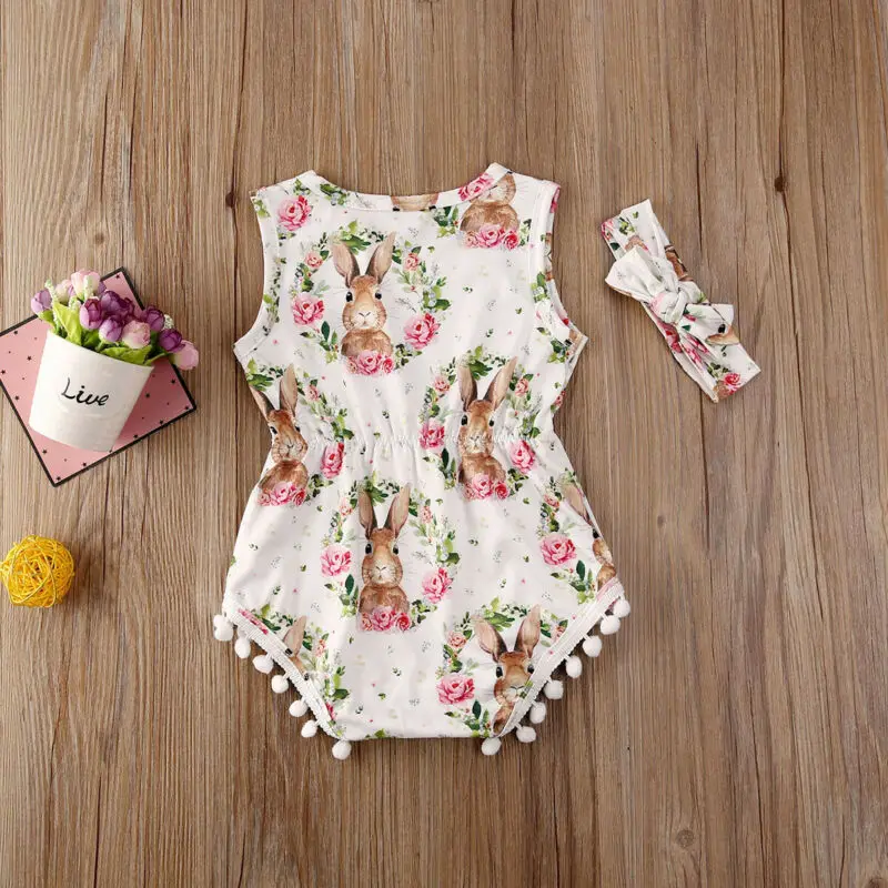 Пасхальные Комбинезоны для маленьких девочек 0 24 месяцев комбинезон с кисточками