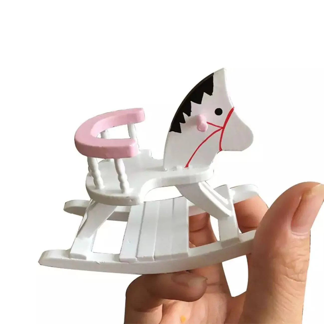 

Dollhouse Miniature 1/12 Wooden Rocking Horse Chair Nursery Room Mini Furniture Ornament Accessories Toys For Kids Christmas