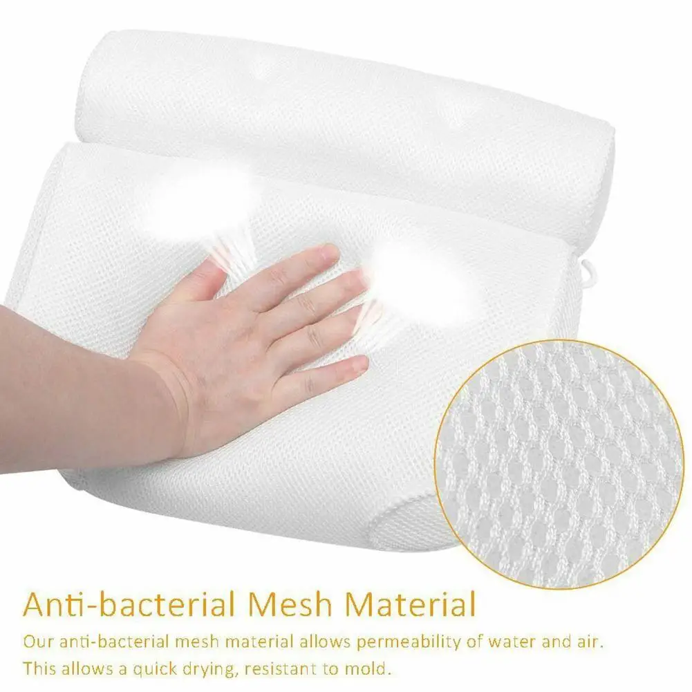 

Breathable 3D Mesh Spa Bath Pillow With Suction Cups Neck And Back Support Spa Pillow For Home Hot Tub Bathroom Accessories