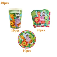 40pcspack grassland animal theme birthday party decorations supplies baby shower disposable tableware set plates cups napkins