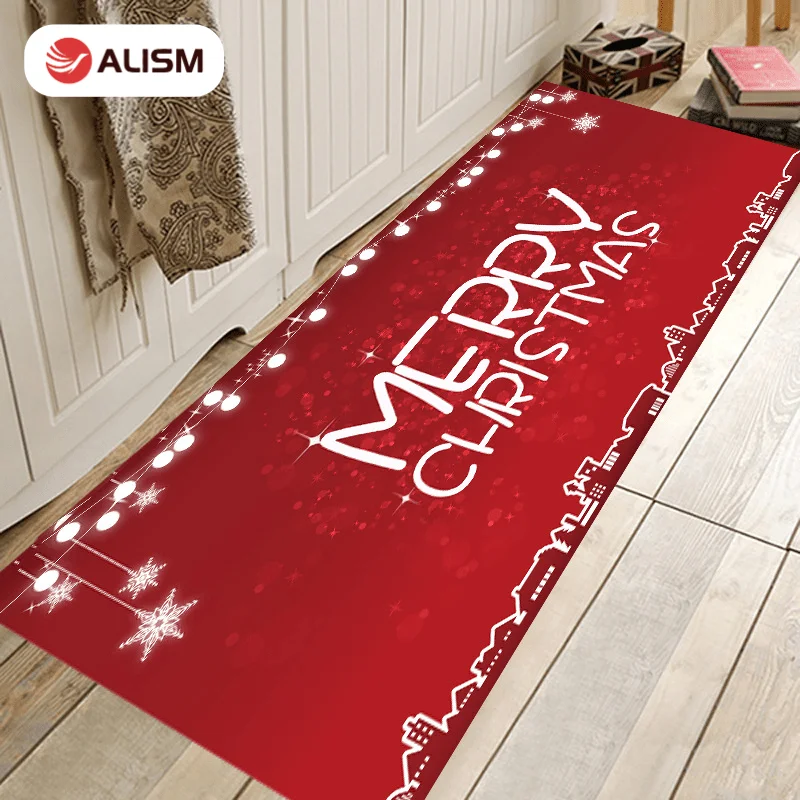 

Рождественский декоративный коврик, фланелевый напольный ковер, кухонный коврик, нескользящий коврик для входной двери в ванную комнату, Р...